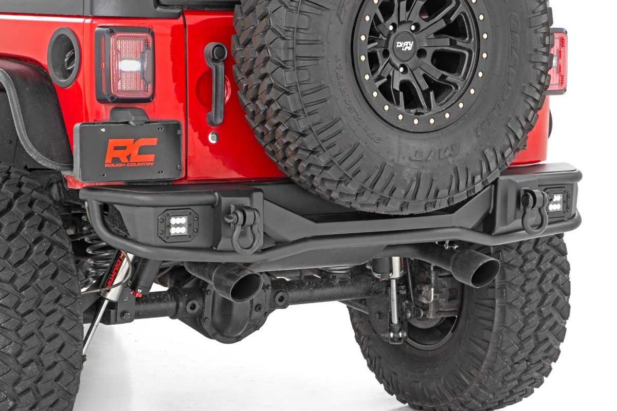 Jeep Wrangler Rear Bumper - Rough Country - Tubular - Textured Black - '07-'10